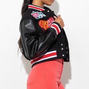 Women’s 100% real leather leather men’s varsity jacket